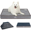 VANKEAN Dog Bed Soft Crate Pad Mat Reversible Cool & Warm, Washable Comfy Kennel Pad with Orthopedic Egg-Crate Foam for Small Medium Large Dogs, Water-Resistant Pet Bed, Gray/Dark Blue