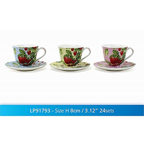 Boxed China Cup Saucer Strawberry  one at random