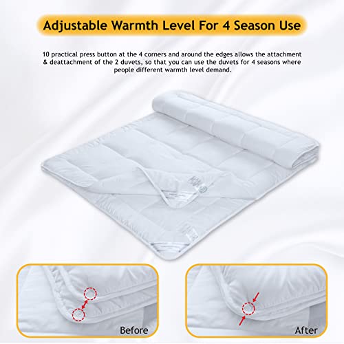 Threads For Bed 4 Season 2 in 1 Microfiber Duvet (4.5 tog + 9 tog), 13.5tog Single Size Detachable Anti-Allergy Quilt with Skin-Friendly Microfiber