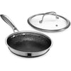 HexClad Hybrid Nonstick 20 cm Fry Pan with Tempered Glass Lid, Stay-Cool Handle, Dishwasher and Oven Safe, Induction Ready, Compatible with All Cooktops