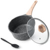 Kordisen 20cm /2.4L Sauce Pan with Lid, Non Stick Small Pot with Granite Coating, Saucepan with Pour Spout, Multipurpose Handy Induction Pot, Cooking Pot, PFOA/PFOS Free