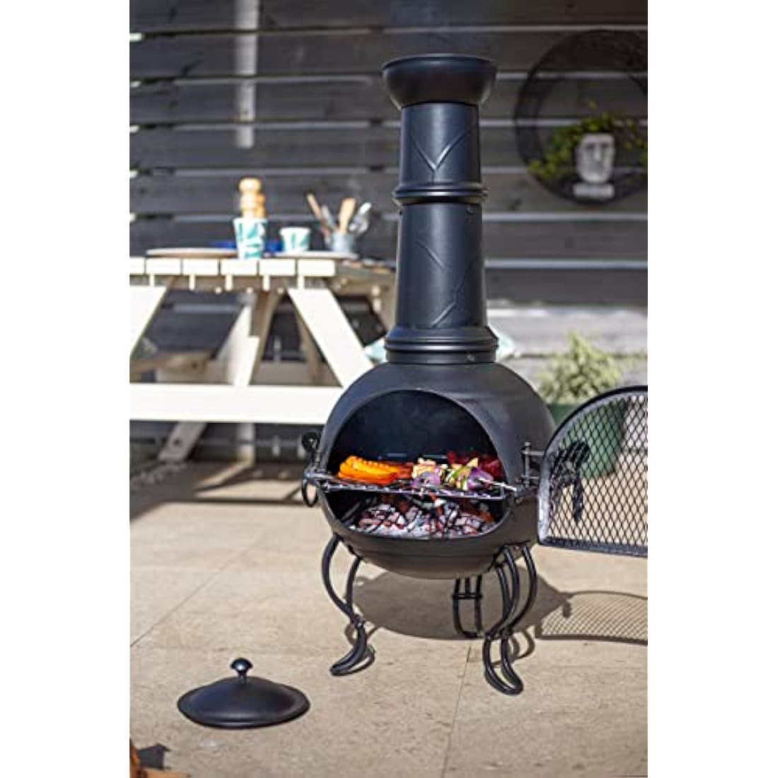 MURCIA LARGE STEEL CHIMENEA WITH GRILL