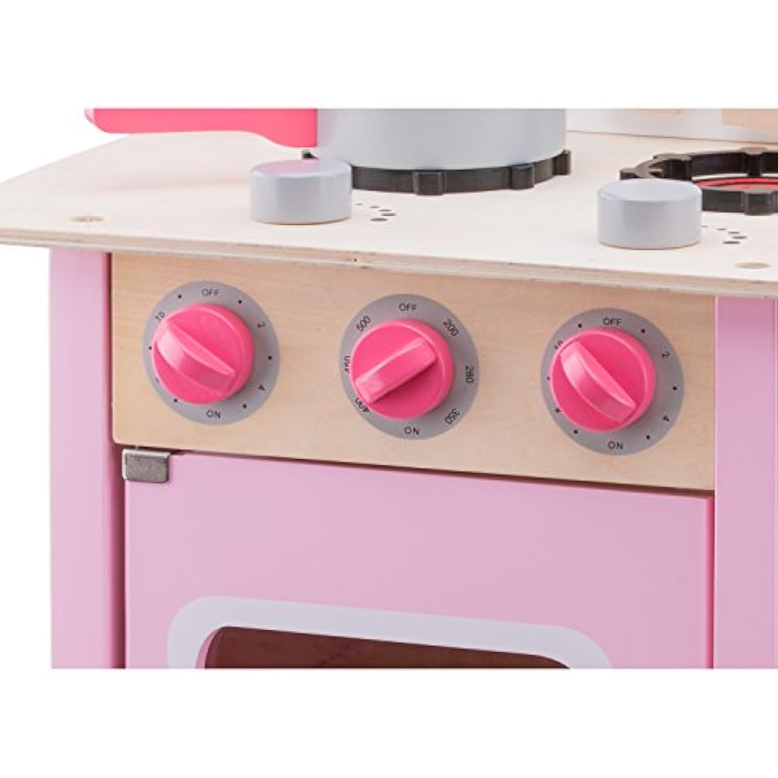 New Classic Toys 11054 Wooden Pretend Toy Kitchen for Kids Role Play Included Accessoires-Pink