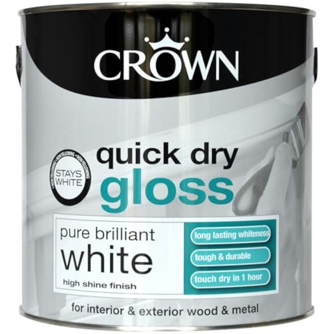 Crown Quick Dry Gloss Pure Brilliant White 2.5l Interior/Exterior