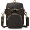 Mini Mens Genuine Leather Messenger Shoulder Bag Motorcycle Bike Riding Cycling Multi Waist Fanny Pack Small Leather Leg Bag for Wallet Coin Key iPhone, 9391 Dark Brown