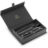 Parker IM Duo Pen Gift Set | Fountain Pen, Ballpoint Pen & Pen Pouch | Black Lacquer Finish with Chrome Trims | Medium Tip | Blue Ink Refills | Perfect Graduation Gifts