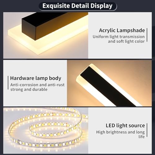 Mikeru Outdoor Light Modern 100cm, 2Pack Warm White Exterior Black Long Wall Light 3000K Contemporary Outdoor Wall Lights 35W Garden Wall Lights Mains Powered for Villa, Courtyard Doorway