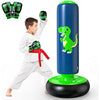 QPAU Inflatable Kids Punching Bag, 48 Inch Stable Boxing Bag with Boxing Gloves, Punch Bag Dinosaur Toy & Gifts for Boys Girls Age 3-8, Set for Practicing Karate, Taekwondo, MMA