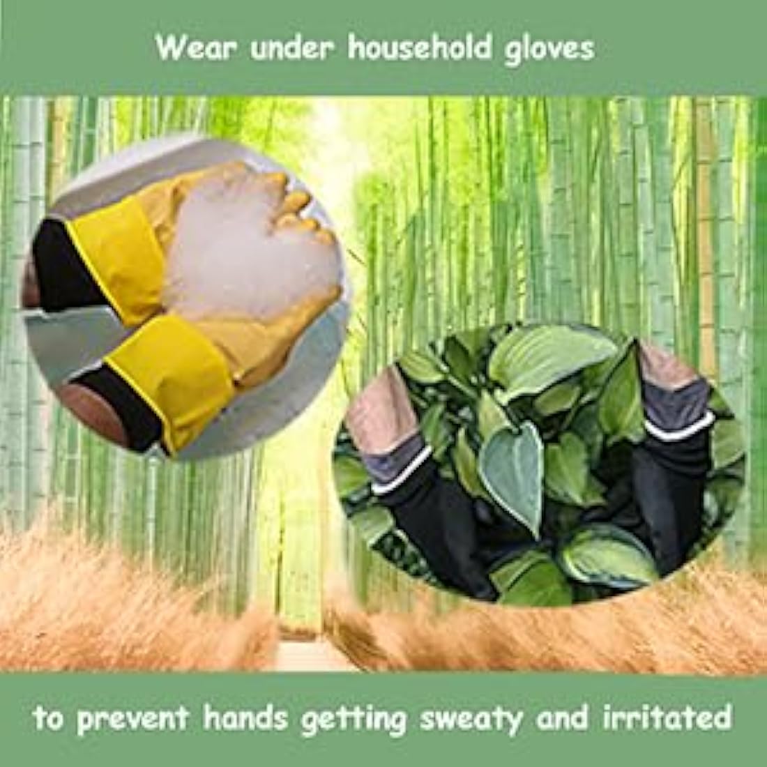 Bamboo Gloves for Eczema, Black, Medium, Women and Men, Dry Hands, Overnight Moisturising Gloves, 3 Pairs