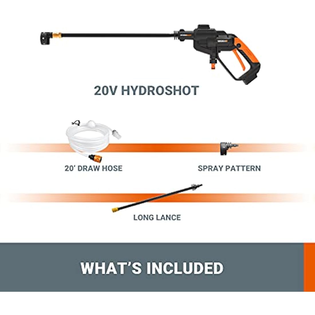 WORX WG620E.9 18V (20V Max) Cordless Hydroshot Portable Pressure Cleaner - (Tool only - battery & charger sold separately) Black