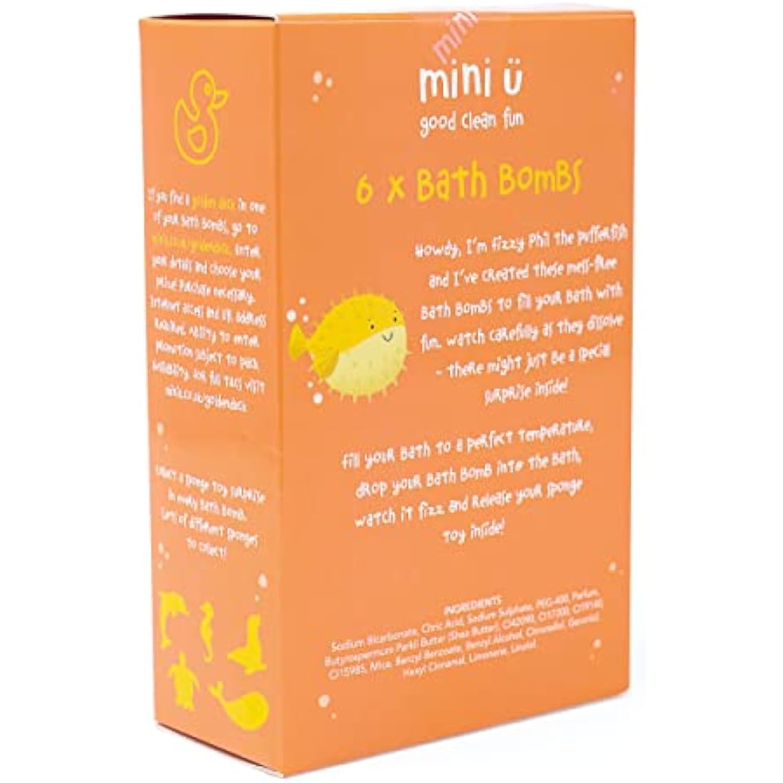 Mini U Kids Bath Bombs with Toys Inside - Shea Butter Infused Bath Bombs for Kids with Kiwi, Blueberry, Melon, Vanilla, Mango, & Banana Scents - Set of 6