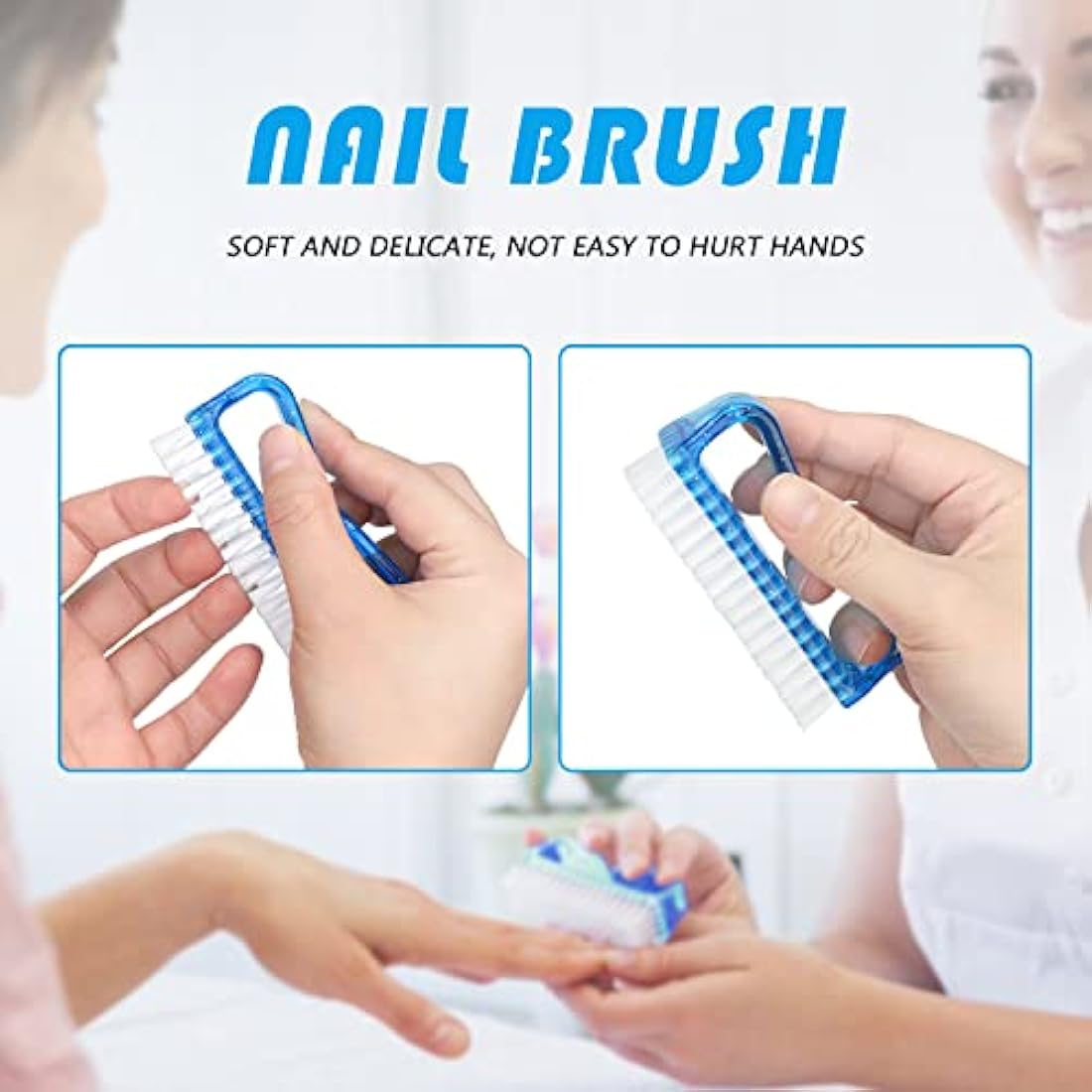 G2PLUS Handle Nail Brushes - 4 PCS Plastic Fingernail Cleaning Brushes - Nail Scrubbing Brushes for Cleaning Nails