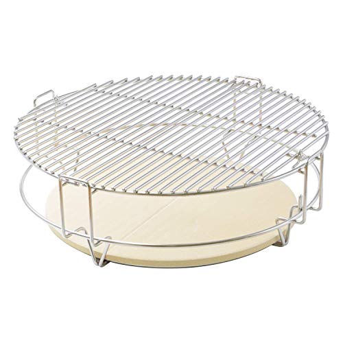Onlyfire GCG-8552 Cooking System (2xGrates, 1xRack, 2xHeat deflectors) Fits for Ceramic Grill, Compatible for Large Big Green Egg, Kamado Joe Classic,