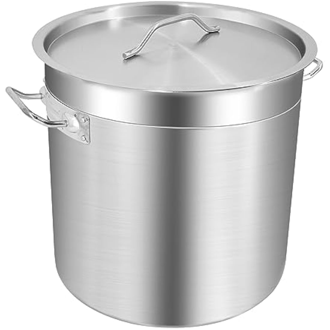 MOOTACO Stainless Steel Stock Pot with Fitted Cover,Tri-Ply Composite Bottom, Silver (17-50L) (25 Litre with Lid)