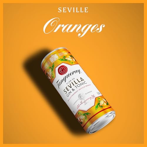 Tanqueray Flor de Sevilla Gin & Tonic | 6.5% vol | 12 x 250ml | Ready to Drink Cans | Bittersweet Taste of Seville Oranges & Tanqueray London Dry Gin | Mixed with Tonic