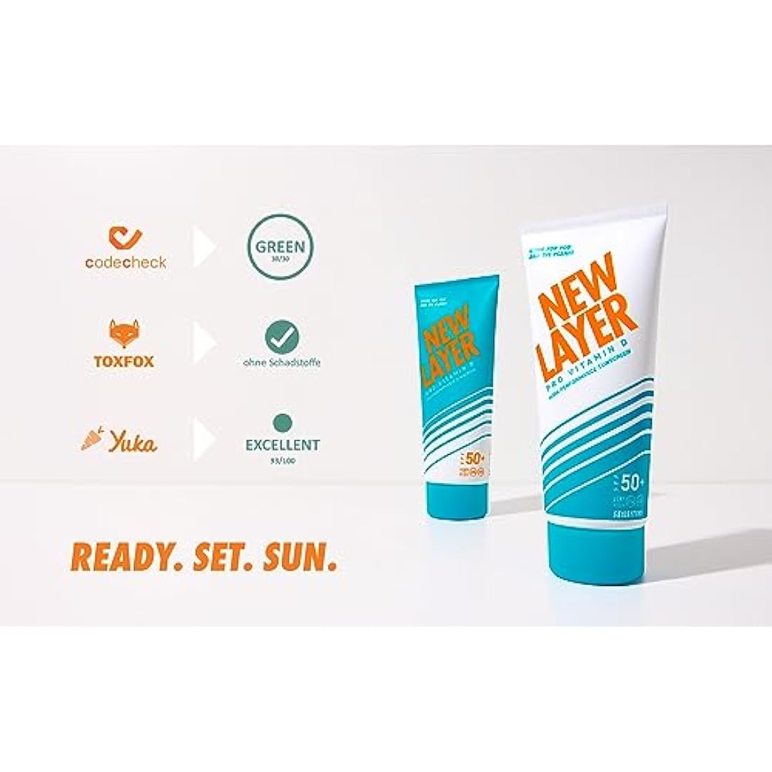NEW LAYER Sunscreen sensitive | SPF 50+ | Pro Vitamin D | Fast absorbing | Long lasting | Free of microplastic | Reef-friendly | Free of octocrylene | Water resistant | Climate Neutral (200ml)