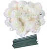 Rikyo 50 Artificial Silk Carnation Flower Head with Stems Set,Vase Fillers for Home Decor Party Birthday Cake Ornaments,Handmade Wrist Corsage, 3''Multiple Petals Heads & 8'' (Champagne)