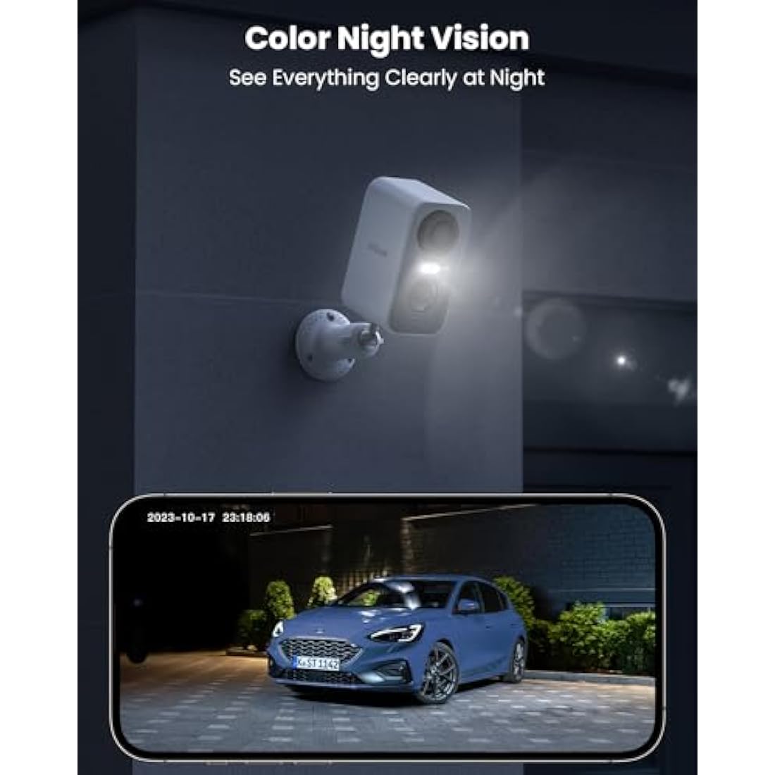 ieGeek 5MP Wireless Security Camera Outdoor Colorful Night Vision, Rechargeable Battery CCTV Camera Systems, WiFi Home Security Camera, Motion Detection,Siren Floodlight,Voice Intercom,Work with Alexa