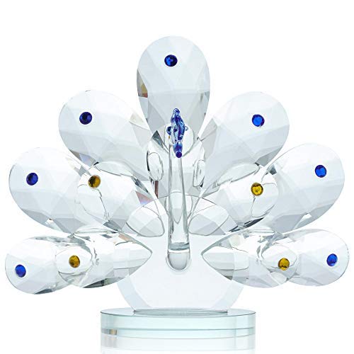 London Boutique Decorative Crystal Animal Peacock Ornament with swarovski crystal elements Gift Ware Present 7506 (Quantity 1 piece)