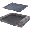 BingoPaw Medium Dog Sofa Bed: Memory Foam Orthopedic Pet Mattress Cushion Washable - Waterproof Calming Bolster Dog Couch with Pillow Grey L (80x60cm)