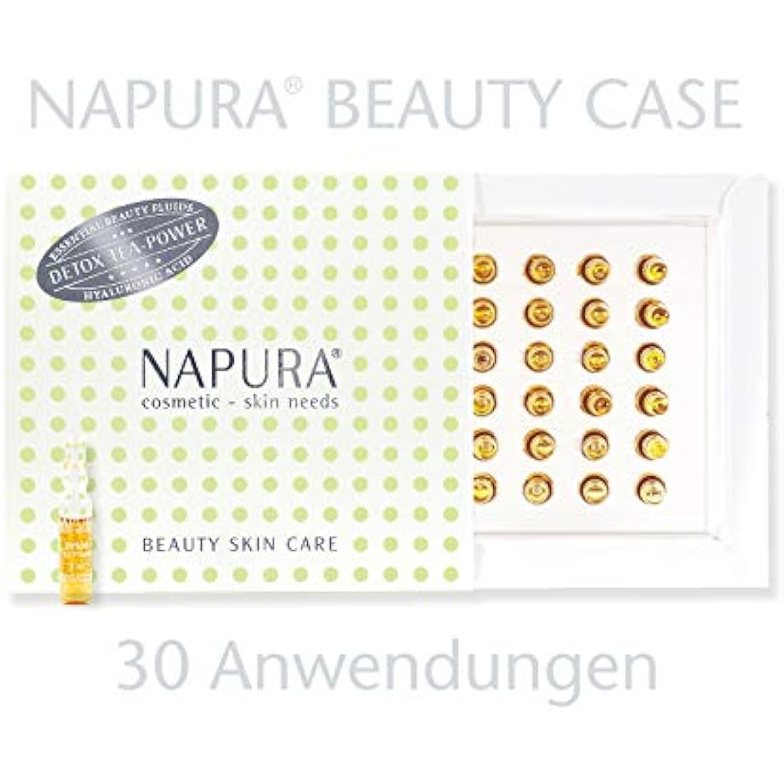 NAPURA Ampoules Detox Tea Power, Hyaluronic Facial Treatment, Care and Protection for Your Skin, Face Care for Dry Skin, 30 x 2 ml