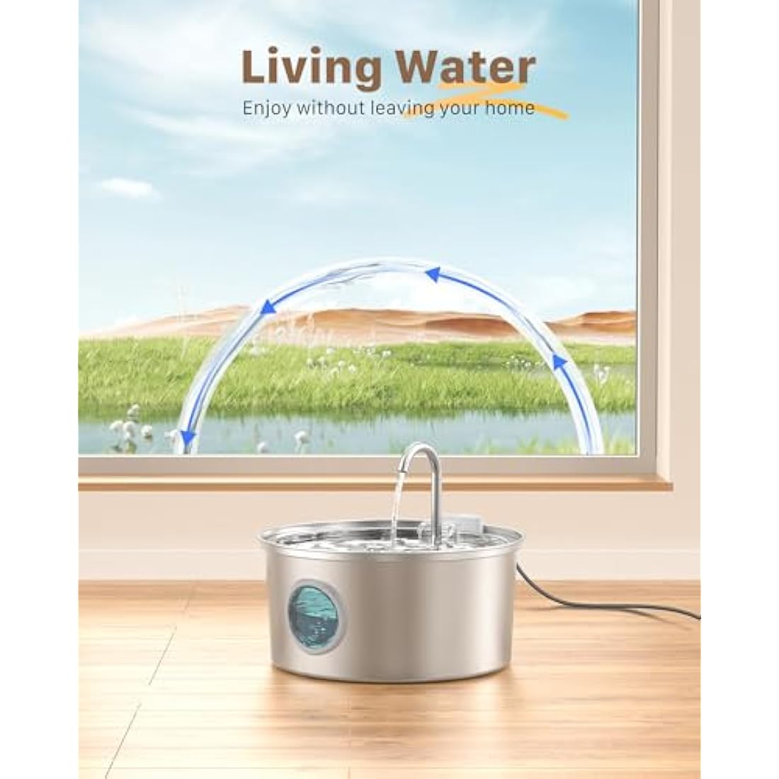 Cat Water Fountain for Drinking: Quiet Cat Water Fountain Stainless Steel - 108oz/3.2L Cats fountains - Pet Waterer Fountains - Vailable for Dogs and Cats