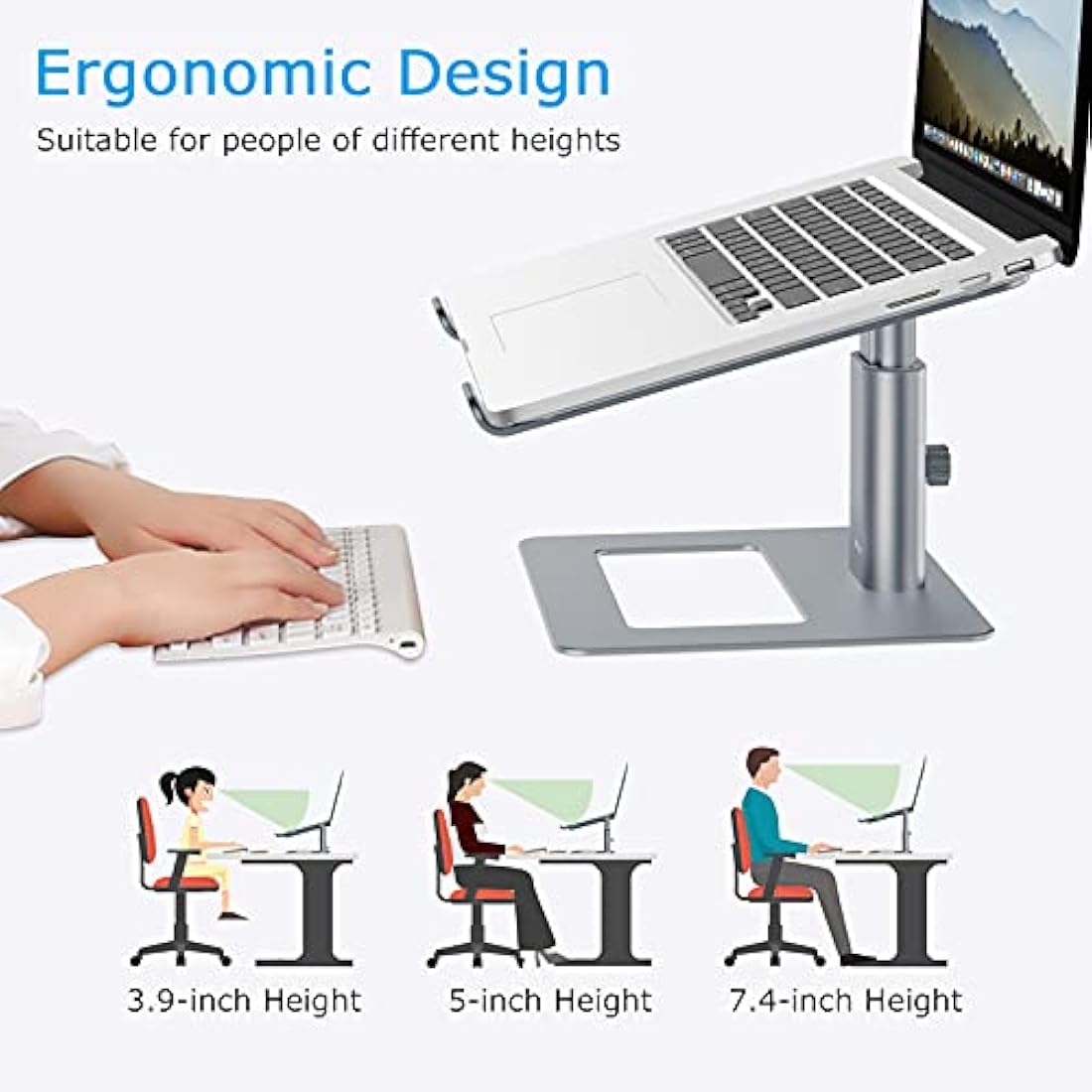 BoYata Laptop Stand, Height adjustable Ventilated Laptop Holder, Notebook Stand Compatible with 10-17'' MacBook Pro/Air, Dell, HP, Samsung, Acer