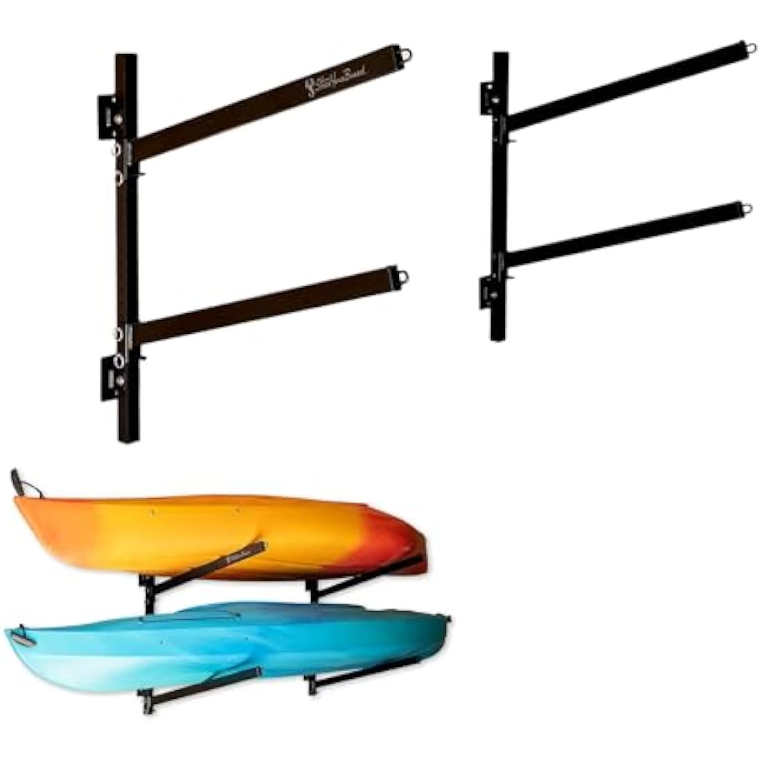 StoreYourBoard 2 Kayak Indoor Storage Rack, Adjustable Garage Wall Mount Hanger, Heavy Duty Holds 200 lbs