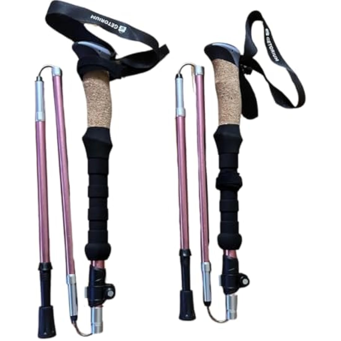 GETORIUM Trekking Poles - Lightweight, Folding Hiking Poles for Backpacking Gear, Nordic Ultralight Walking Sticks, 2 Poles, Aluminum 7075, 110-130cm, Cork Grip