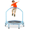 Kids Trampoline with Foldable Bungee Rebounder Adjustable Handrail and Safety Padded Cover Mini Trampoline for Indoor and Outdoor use (Light blue)