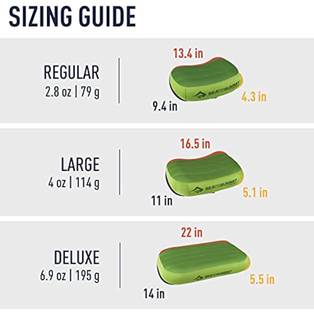 Sea to Summit - Aeros Premium Pillow R - Inflatable Travel Pillow - Soft & Comfy Brushed 50D Polyester - Lock System - Ultra-Sil Stuff Sack - For Backpacking - 34 x 24 x 11cm - Lime Green - 79g