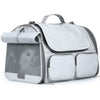 FUKUMARU Cat Carrier, Soft-Sided Small Dog Carrier, Large Cat Travel Bag with 4 Mesh Windows, Airline Approved Pet Carrier with 4 Storage Pockets, Rollable Cover for Nervous Pets, Grey