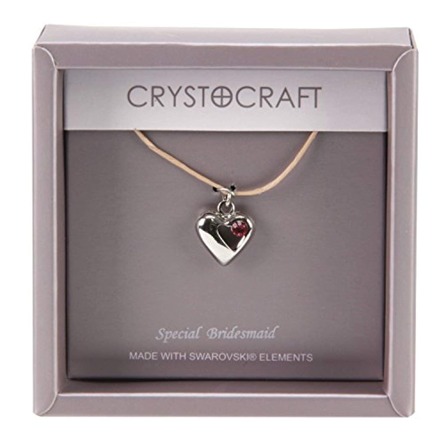 Crystocraft Keepsake Gift Ornament - Crystocraft Necklace with Heart Charm Our Special Bridesmaid
