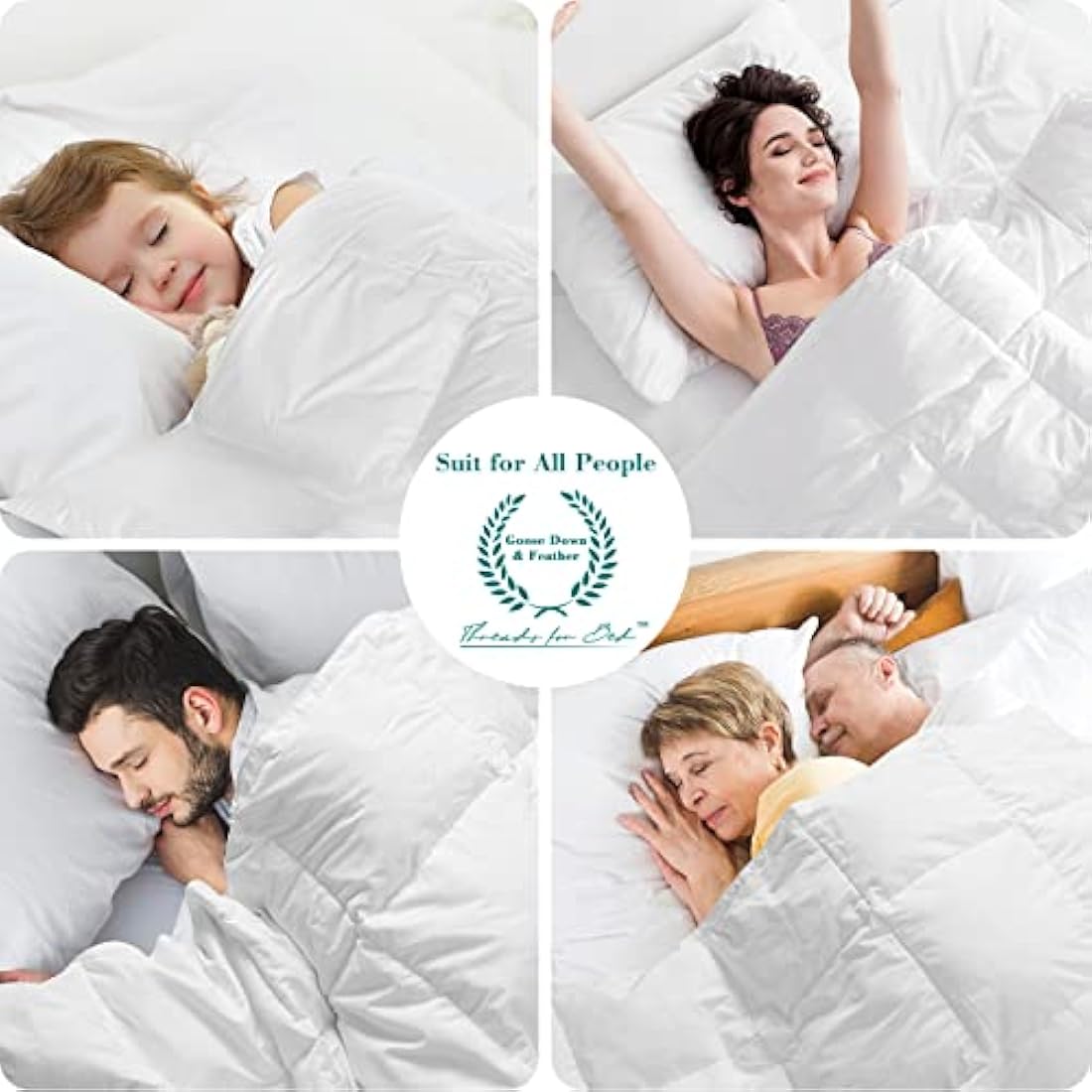 Threads For Bed 4.5 tog Down & Feather Duvet, Double Size Duvet, Ideal Comfort For Spring & Summer Months, 100% Cotton Down Proof Fabric, Premium Box-Stitch Design, Breathable & Machine Washable