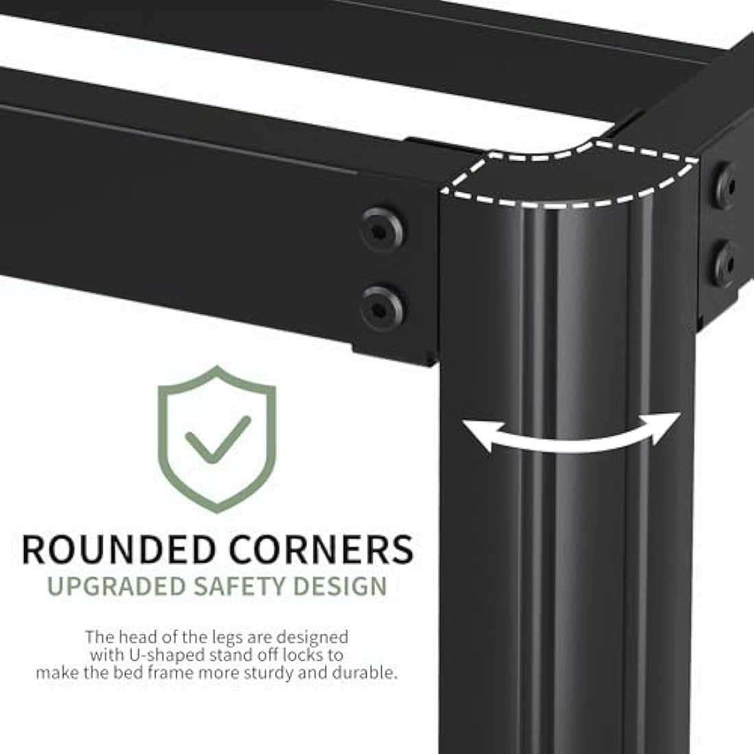 Lutown-Teen Small Double Bed Frame 30.5 cm High with Rounded Corner Legs, Heavy Duty Metal Bed Frame 4ft with Steel Slats Support, Storage Space Underneath, Noise Free, Easy Assembly, Black