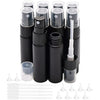 Unxuey 10 pcs 10 ml Pure Black Perfumes Spray Bottles, Glass Empty Dispenser Atomizer Refillable Sample Container for Various Water based Liquids with 10 Funnels+5 Droppers