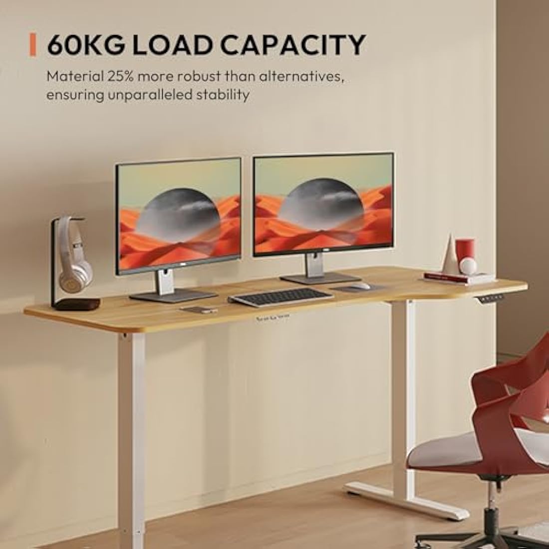 SANODESK 160×75CM Electric Standing Desk Height Adjustable Corner Standing Desk Sit Stand Table Adjustable Desk with Memory Smart Pannel for Home Office