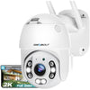 GENBOLT 2.5K WiFi Security Camera Outdoor With PoE, 2.4/5GHz Dual WiFi CCTV Camera with Auto Tracking, Human/Vehicle Detection Pan Tilt Home Surveillance IP Camera with Siren Alarm