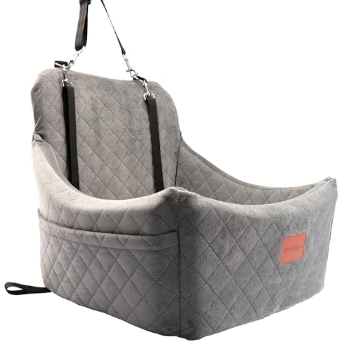 WOOAIDAGG Dog Car Seat for Medium Sized Dog,Pet Travel Car Bed with Seat Belt Channel,Fully Detachable and Washable Car Dog Seat with Adjustable Straps,3 Straps Easy to Install (Grey)