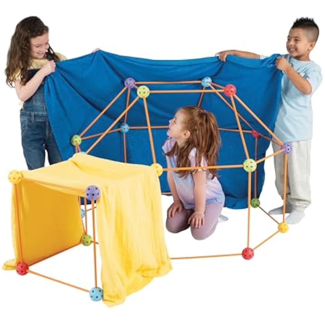 Crazy Forts - Multi Colour - Building Kit for Kids 8-12 - Indoor Creative Fort Building STEM Toys - Durable and Portable Kit for Team Building Skills and Creative Thinking – 1 Box, 69 Pcs