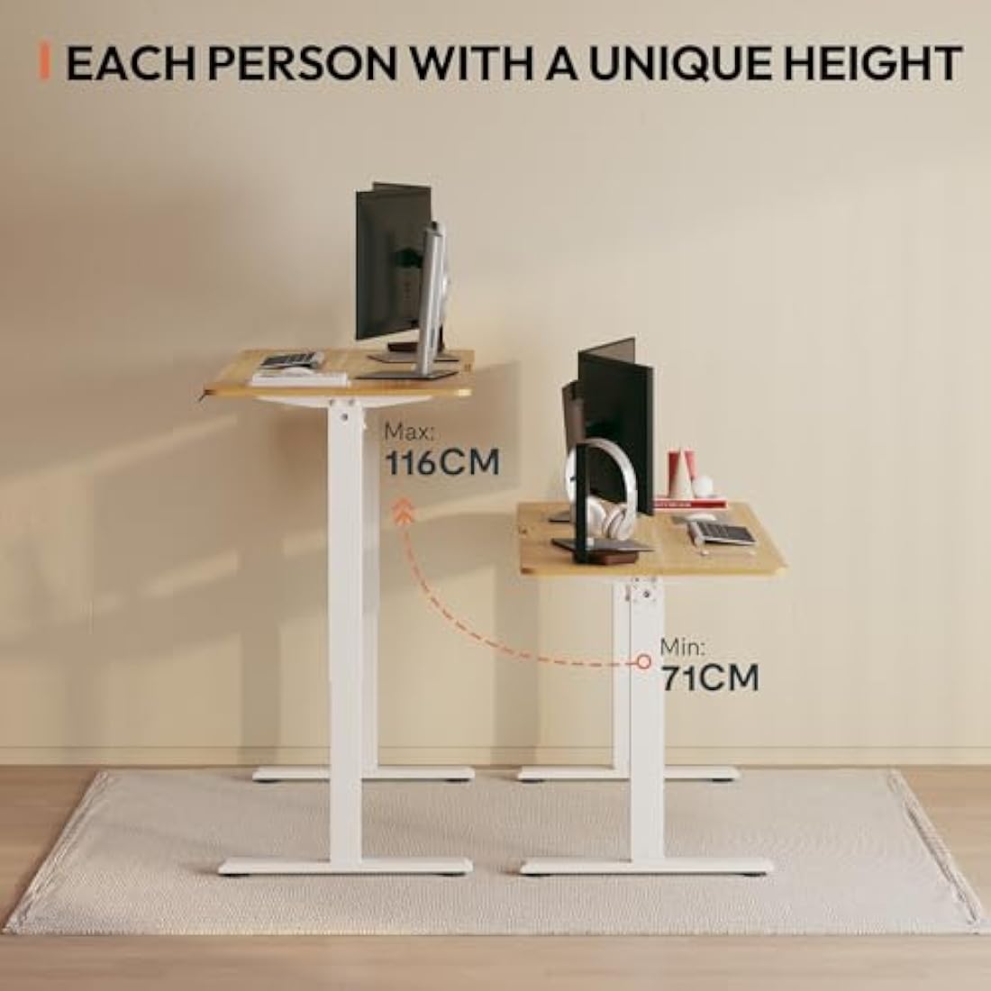 SANODESK 160×75CM Electric Standing Desk Height Adjustable Corner Standing Desk Sit Stand Table Adjustable Desk with Memory Smart Pannel for Home Office