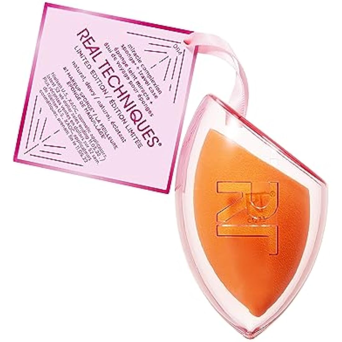 Real Techniques Miracle Complexion Sponge + Travel Case, Holiday Ornament Makeup Blending Sponge for Foundation, Includes Travel Case, Natural, Dewy Makeup, Buildable Coverage, 2 Piece Set