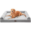 WESTERN HOME Dog Beds Large Washable,Soft Orthopedic Dog Beds with Removable Washable Cover,Extra Large Waterproof with U-Shape Bolster Grey, 91 x 68 x 17 cm