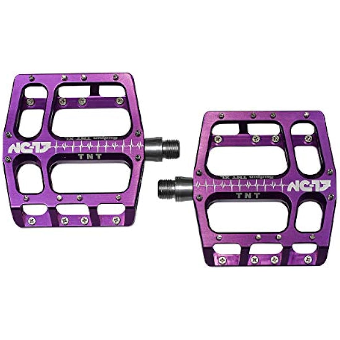 NC-17 Sudpin IV XL TNT Aluminium Platform Pedals/Mountain Bike Pedal/BMX Pedal/Flat Height 17.7 mm/Fail Safe System/Precision Bearing + Cr-Mo Axle/Includes Spare Pins