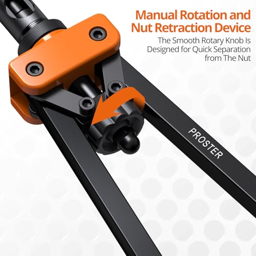 Proster 14" Rivet Nut Tool with 6PCS Metric Mandrels 150 PCS M3-M10 Heavy Duty RIV Nut Gun Set Thread Setter Kit with Carrying Case Orange