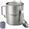 Odoland 750ML Titanium Mug, Camping Coffee Cup with Lid and Spork, Foldable Handle for Camping, Hiking, Traveling and Backpacking