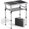 Anbte Folding Camping Table with Storage Net, 3 Adjustable Heights Aluminum Picnic Table, 2ft Portable Table Waterproof Lightweight, for Outdoor Indoor Garden Beach Backyard, 60cm x 40cm, black
