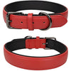 OFHome Dog Collar Leather Red Soft Padded Comfortable Adjustable Strong Pet Collars Best for Small Medium Large Dogs with Heavy Duty Buckle (Red, S)