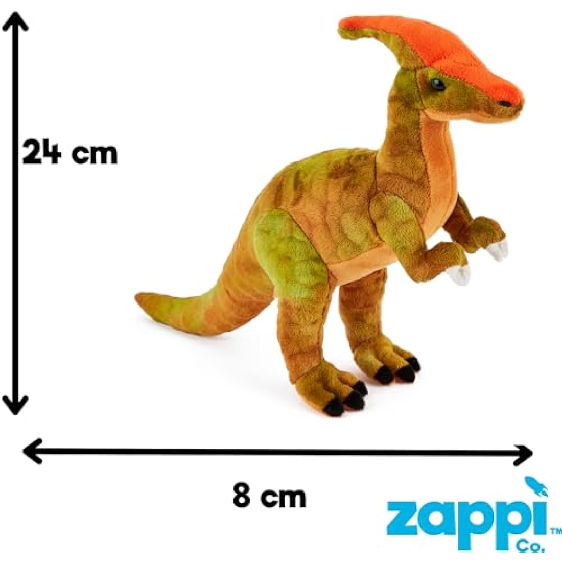 Zappi Co Plush Children's Stuffed Soft Cuddly Plush Toy-Part of Safari Animals Collection, Perfect for Kids (29cm Depth)(Parasaurolophus Dinosaur)