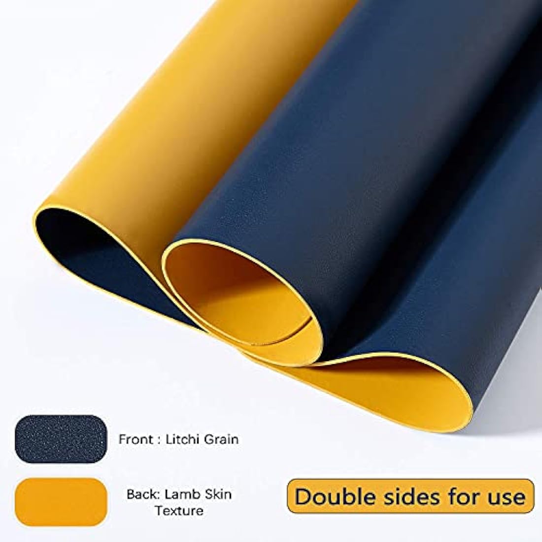 Desk Pad Large, Desk Mat, Extended Mouse Mat, Mouse Pad XXL, Desk Blotter, DOBAOJIA Laptop Pad Writing Pad for Office/Home, Dual-Side Use PU Leather Waterproof 35.4" X 16.9" (Navy Blue/Yellow)